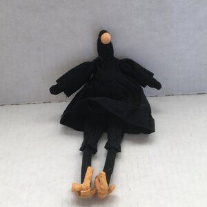 Primitive style home decor small shelf sitter cloth black crow doll in dress